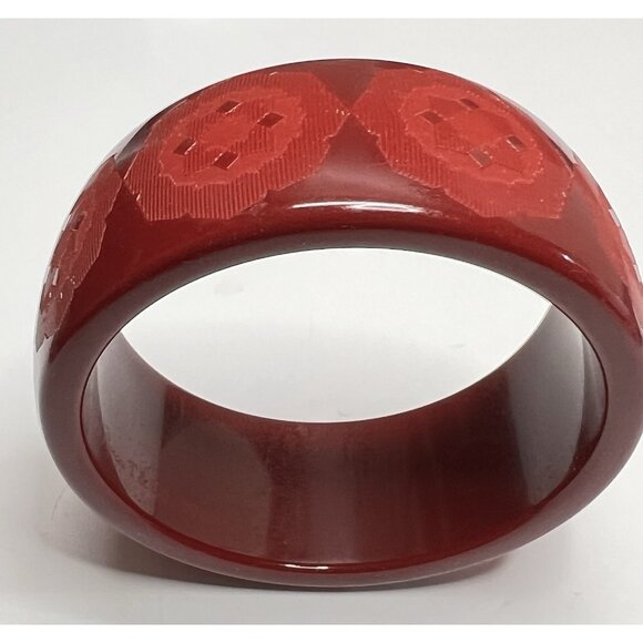Tiffany & Co. Paloma Picasso Red Wide Bangle Resin Zellige Bracelets 7 1/2" - Picture 5 of 11